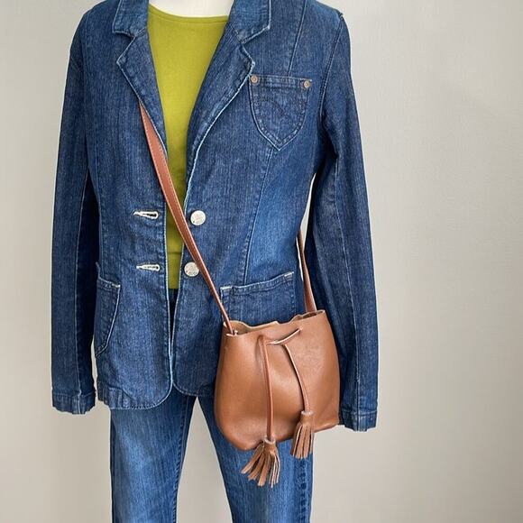 Shaffer Los Angeles Brown Leather La Greta Crossbody Bag 8.5"x6"x2" - Picture 2 of 5